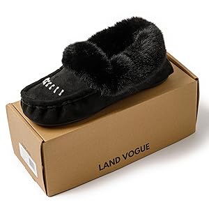 Amazon.com | Women's Faux-Fur Beaded Vegan Moccasin Slipper